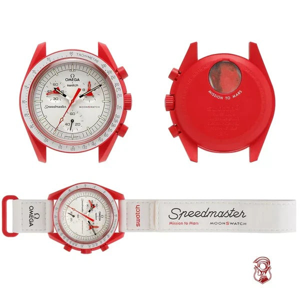 Swatch x Omega White Dial & Red Case/White Strap Bioceramic Moonswatch Mission to Mercury OG-1025