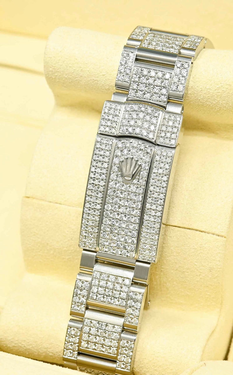 RLX Analog Diamond Set Silver Watch/ Blue Dial Royal Stainless Steel RLX-8084