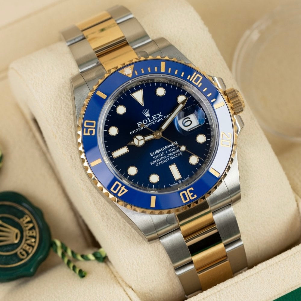 RLX Submariner Quartz Blue Color Dial Metal Men's Watch Dual Tone RLX-BLUE-SG-QTZ