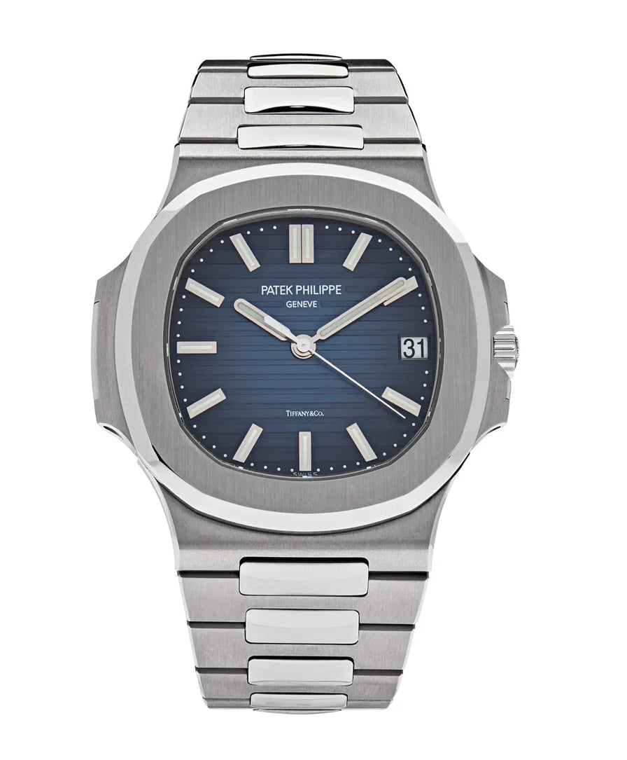 Patek Philippe Nautilus Watch Blue Dial Silver Color Strap Quartz Movement Dated Watch PK-5711R-001-BLUE