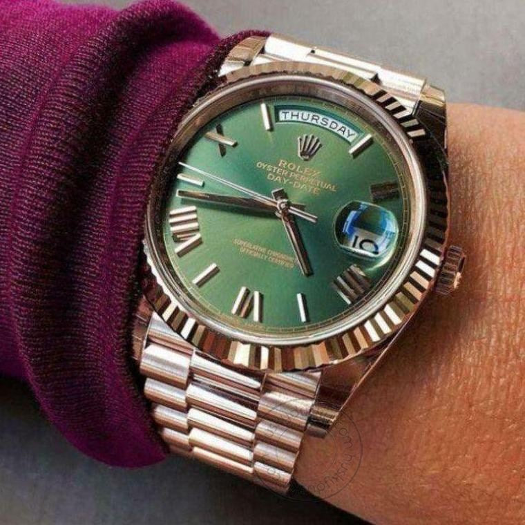 Rolex Watch Oyster Perpetual Day-Date Green Dial Metal Watch for Man RLX-OYSTER