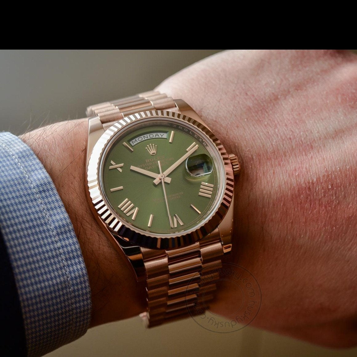 Rolex Watch Oyster Perpetual Day-Date Green Dial Metal Watch for Man RLX-OYSTER
