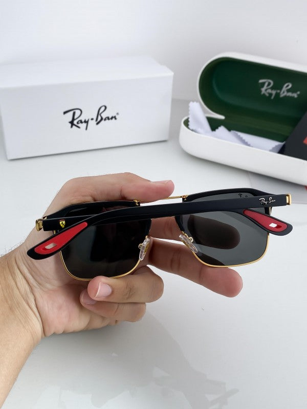 Rayban Stylish Black Glass/Gold Black Frame Men's And Women's Polarised Sunglass Heavy Quality RB-5490