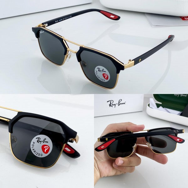 Rayban Stylish Black Glass/Gold Black Frame Men's And Women's Polarised Sunglass Heavy Quality RB-5490