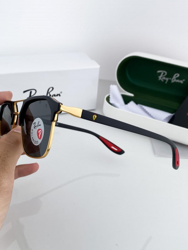 Rayban Stylish Black Glass/Gold Black Frame Men's And Women's Polarised Sunglass Heavy Quality RB-5490