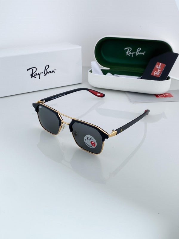 Rayban Stylish Black Glass/Gold Black Frame Men's And Women's Polarised Sunglass Heavy Quality RB-5490