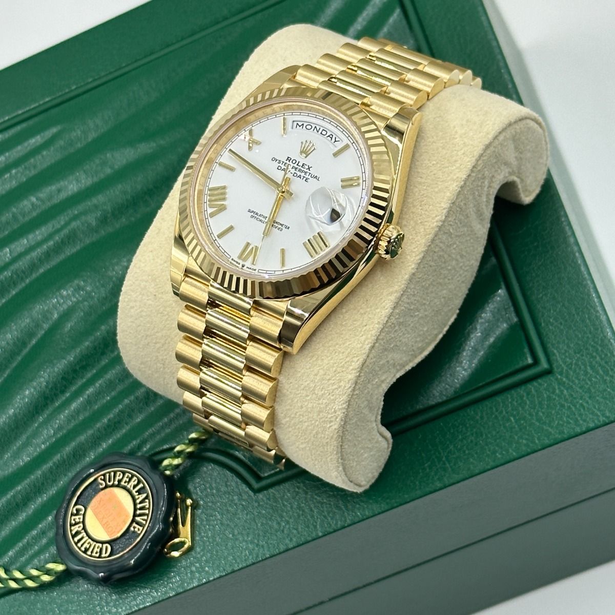 RLX Oyster Perpetual Day-Date White Dial Men's Watch RLX-OYSTR-WG