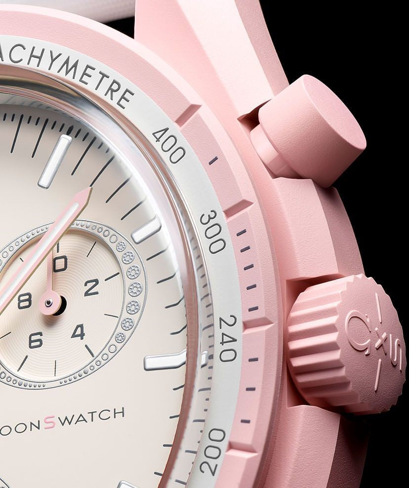 Swatch x Omega Pink & White Dial/White Strap Bioceramic Moonswatch Mission to Mercury OG-1022