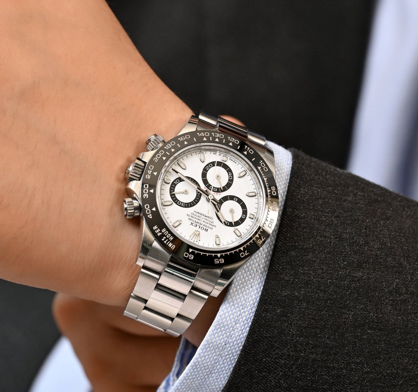 Cosmograph Date White Dial Silver Strap PVD Watch Gift Top Quality 126612-LN