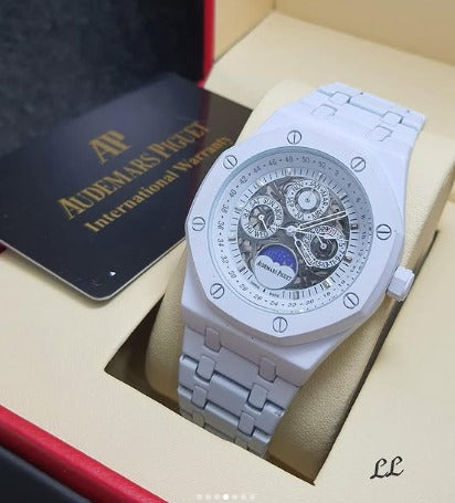 Audemars Piguet Chronograph Black Dial White Metal Men's Watch AP-WHT-485