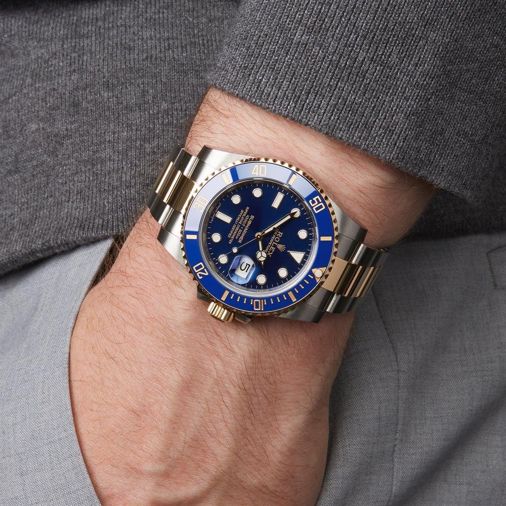 RLX Submariner Quartz Blue Color Dial Metal Men's Watch Dual Tone RLX-BLUE-SG-QTZ