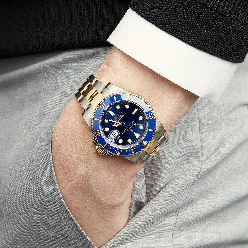 RLX Submariner Quartz Blue Color Dial Metal Men's Watch Dual Tone RLX-BLUE-SG-QTZ