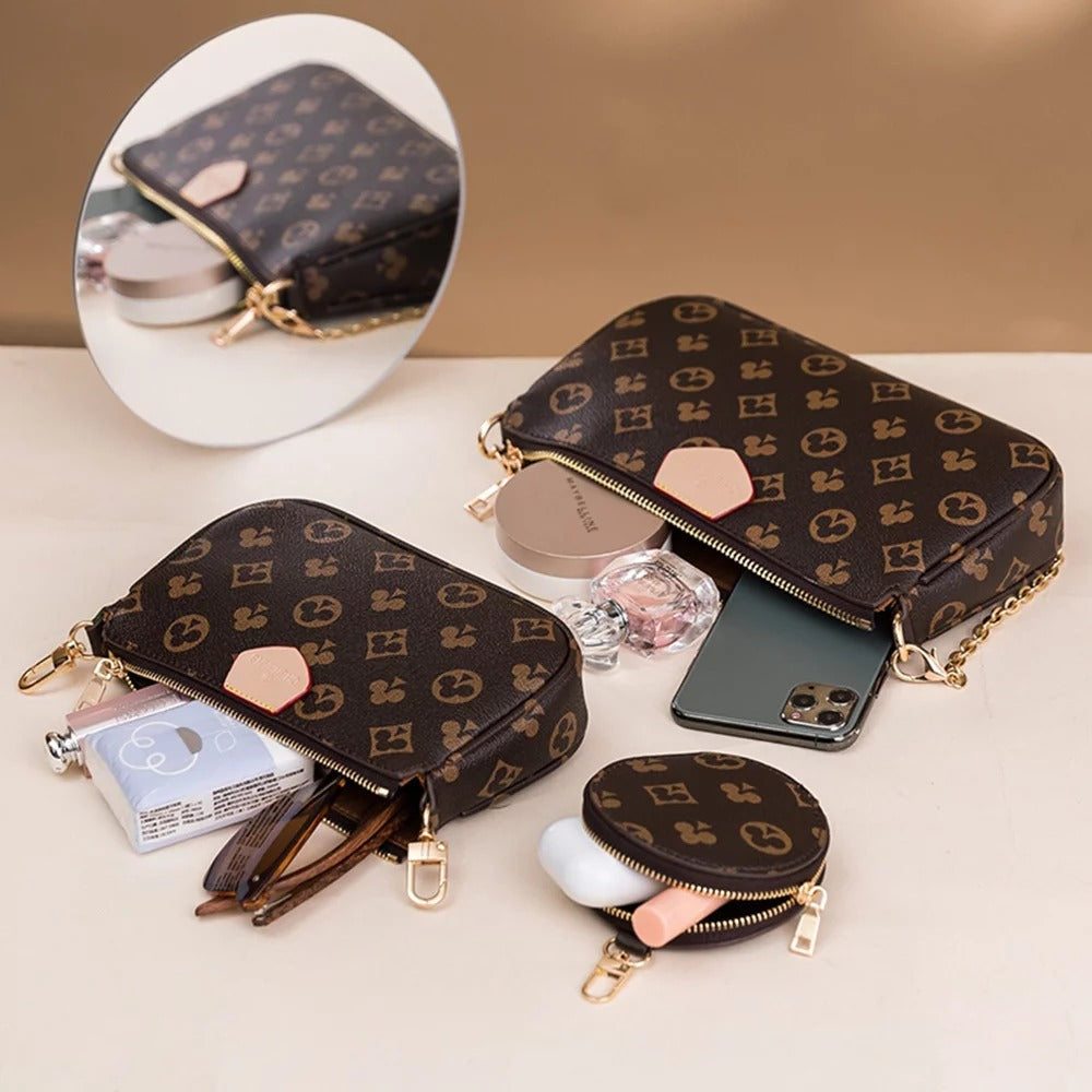 LV Cross Body Handbag In Stunning Brown In Checks Pattern Brown Color Belt Women's Or Girls Bag Along with sling- Stylist Daily Use Bag LV-2874