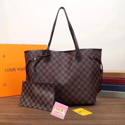 LOUIS VUITTON Authentic Canvas bag In checkered Brown Color Women's Or Girls Bag Along with sling- Stylist Daily Use Bag LV-5031-WBG