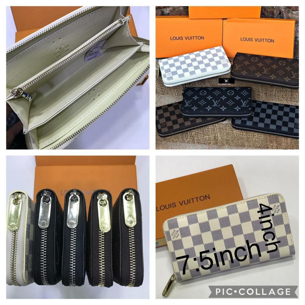 Premium Quality Women's Wallet Authentic Black and Blue Color And Checks Design With Brand Box Women's Or Girls Iconic Zip wallet - Classy Look And Best Quality Wallet