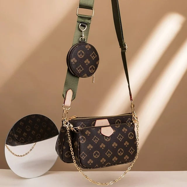 LV Cross Body Handbag In Stunning Brown In Checks Pattern Brown Color Belt Women's Or Girls Bag Along with sling- Stylist Daily Use Bag LV-2874