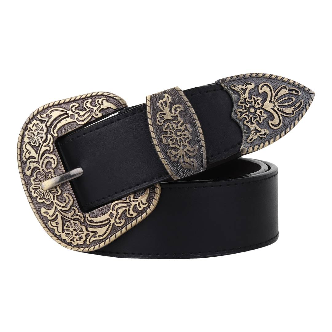 Women's Black Leather Dress Belt