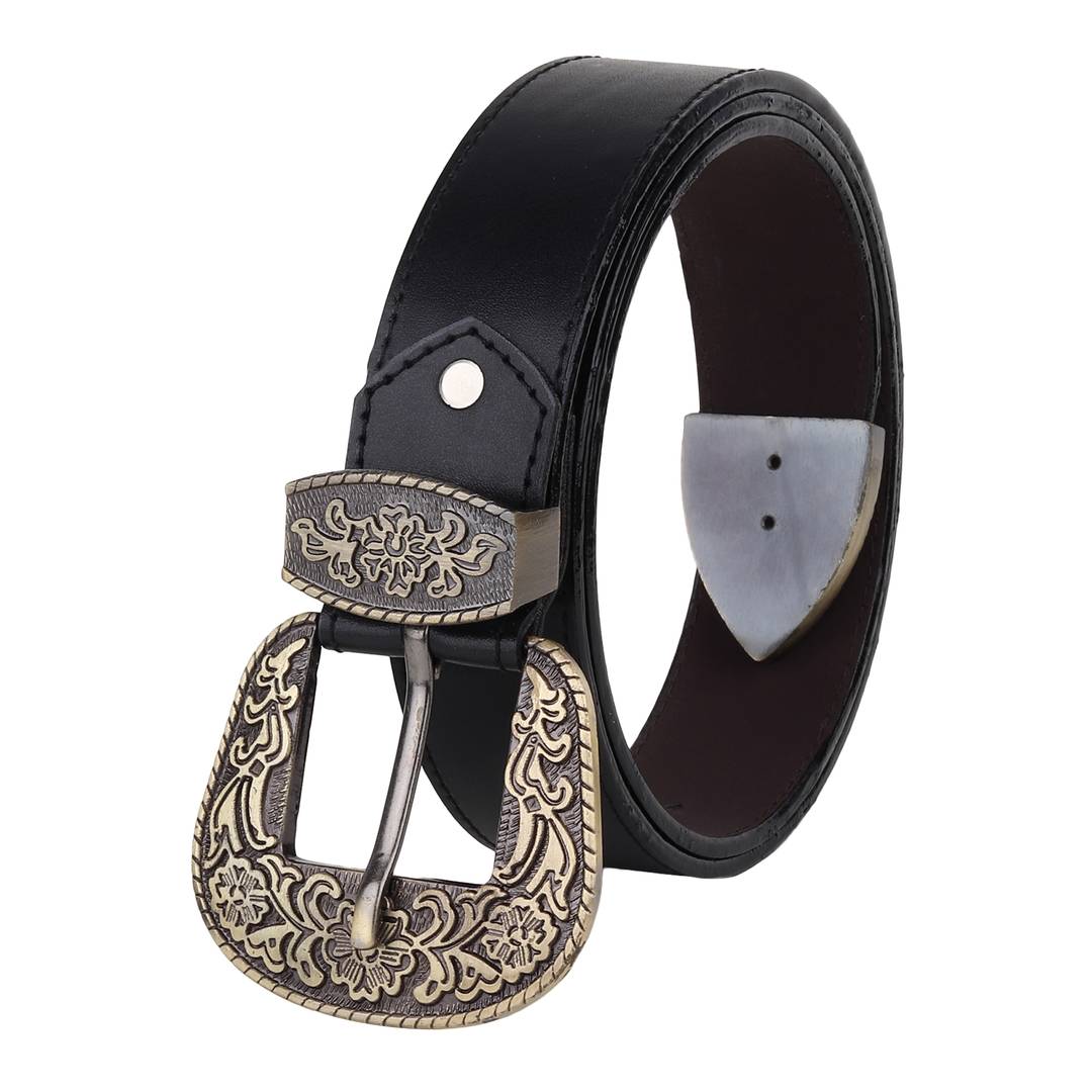 Women's Black Leather Dress Belt