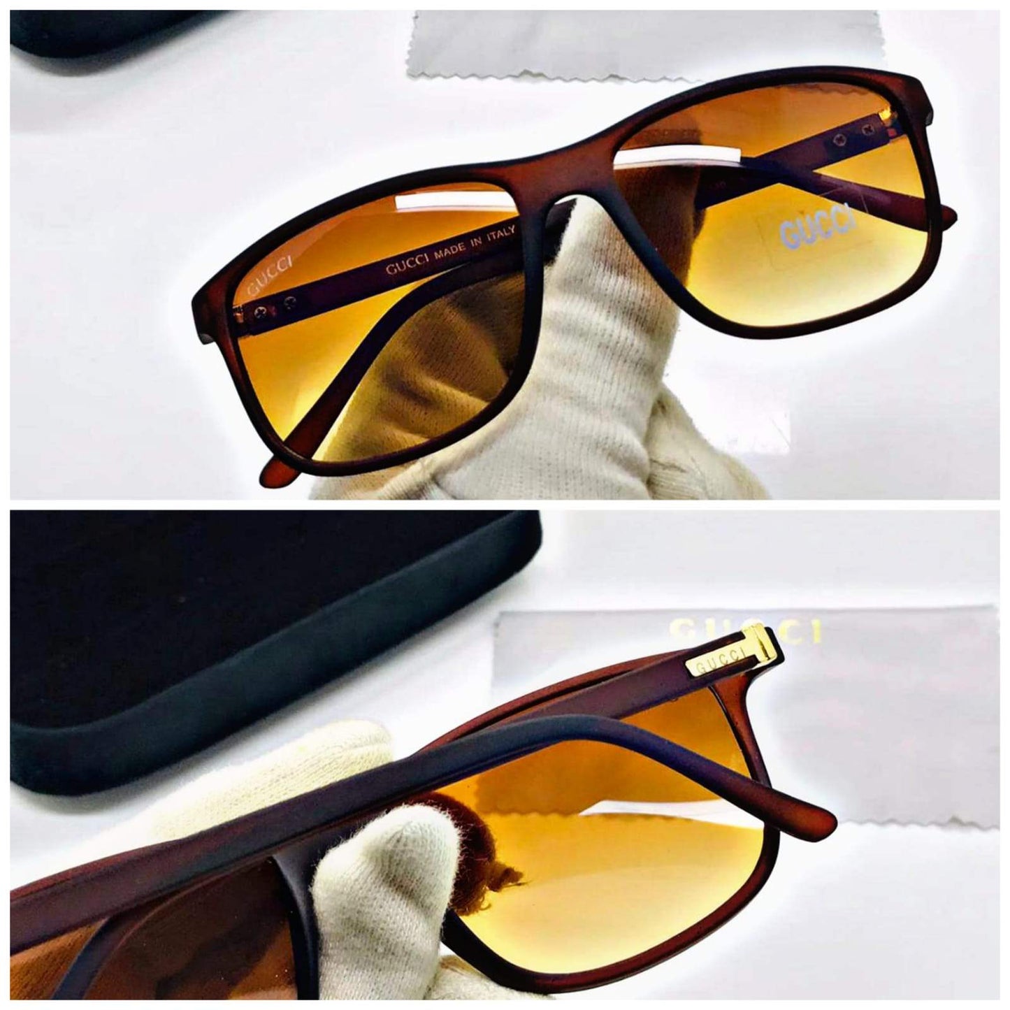 GCC Branded Brown Color Glass Men's Women's Sunglass For Man Woman Or Girl Gu-876 Black Frame Design Gift Sunglass
