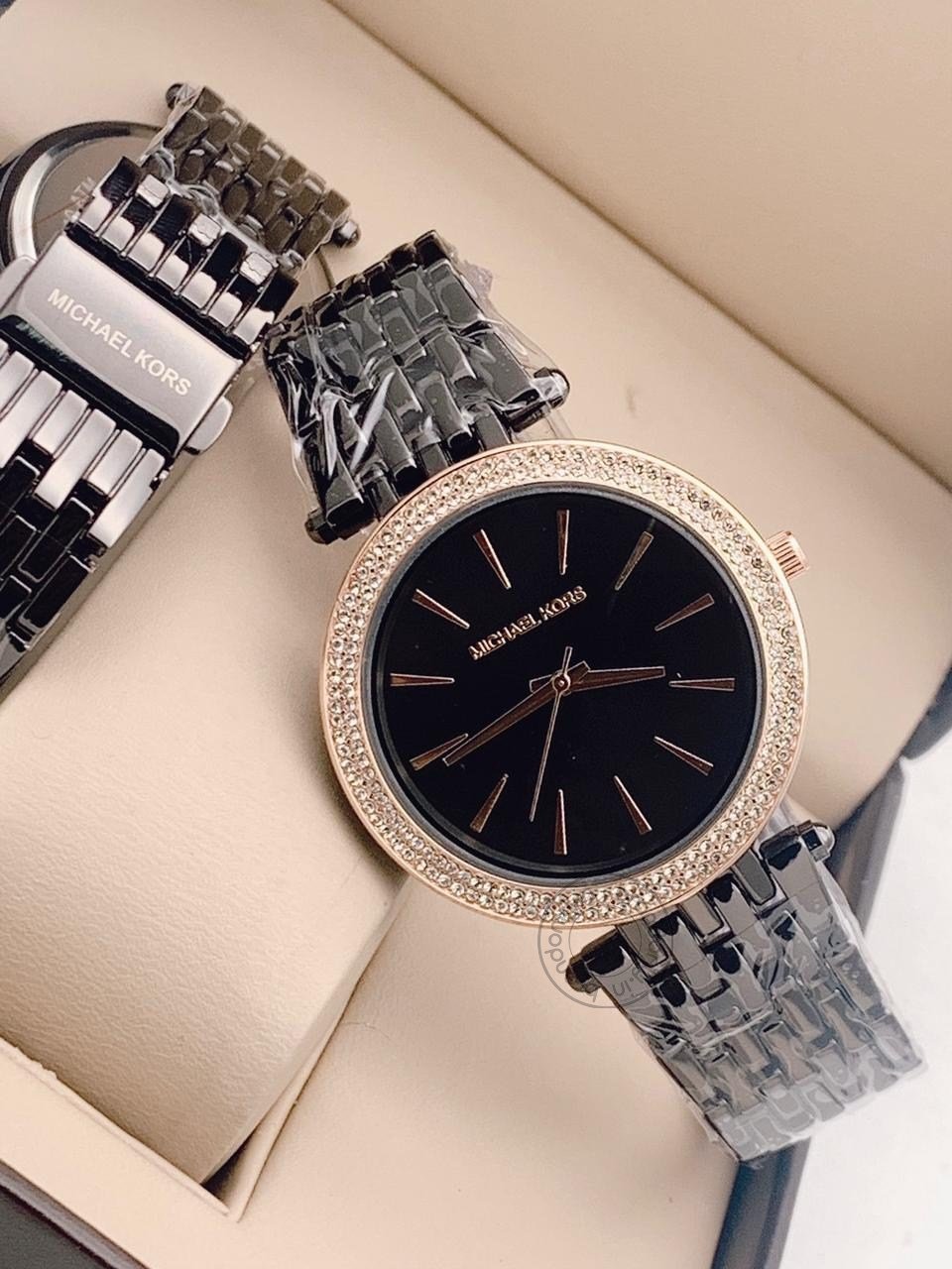 Michael Kors Darci Black Women's Watch For Girl Or Woman Gold Diamond - Mk3407 Best Gift