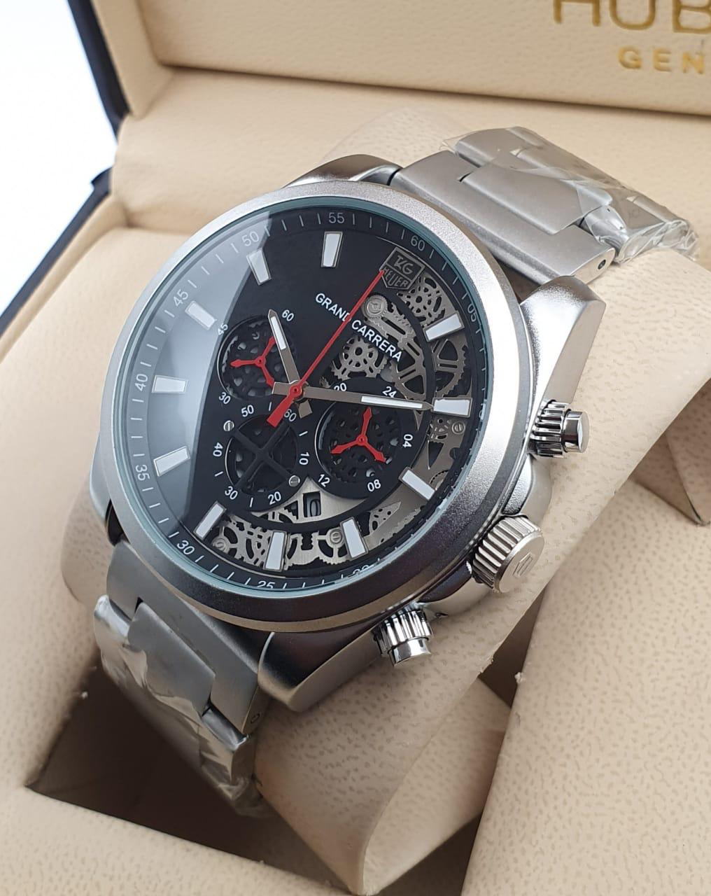 TG CR7 DIAGONO Black Chronograph Multi Dial AND Stainless Steel Strap And Butterfly Lock System Men's Watch - Best Gift For Men's TAG-CR7 DIAGONO