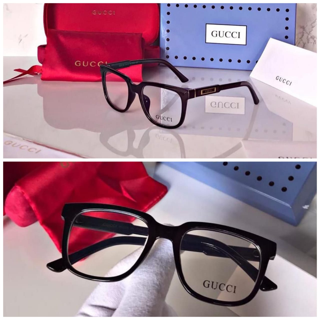 GCC Branded Transparent Glass With Black Frame Square Oversized Men's Women's Sunglass For Men's Woman Or Girl Gg-0958O 002- Casual Uses Oversized Sunglasses