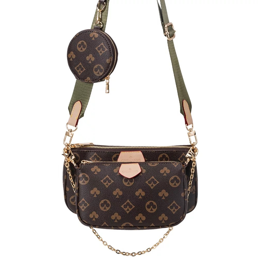 LV Cross Body Handbag In Stunning Brown In Checks Pattern Brown Color Belt Women's Or Girls Bag Along with sling- Stylist Daily Use Bag LV-2874