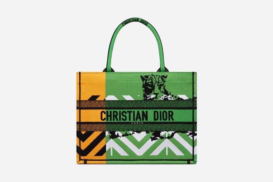 Christian Dior Women Fashion Western Style Tote Bright Green and Fluorescent Orange D-Jungle Pop EmbroideryMedium Bag For Women's Or Girls Bag - Best Casual Use Bag DR-M765-WBG