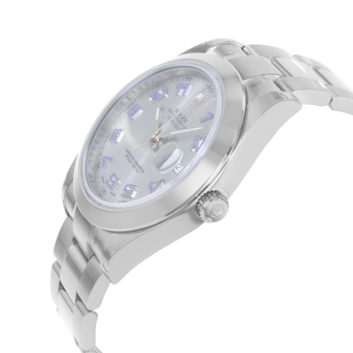 Oyster Datejust Blue Arabic Silver Stainless Steel Strap Watch For Men's With date Watch- Classy Watch For Formal Look_116300-GAO