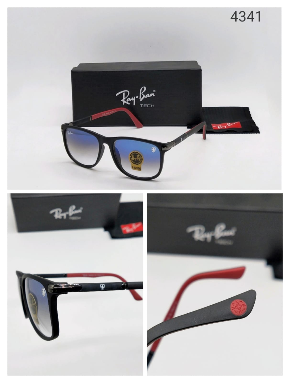 Brand New stylish Men's And Women's Sunglass Heavy Quality Black Frame With Blue Lences RB-SUN-04