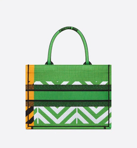 Christian Dior Women Fashion Western Style Tote Bright Green and Fluorescent Orange D-Jungle Pop EmbroideryMedium Bag For Women's Or Girls Bag - Best Casual Use Bag DR-M765-WBG