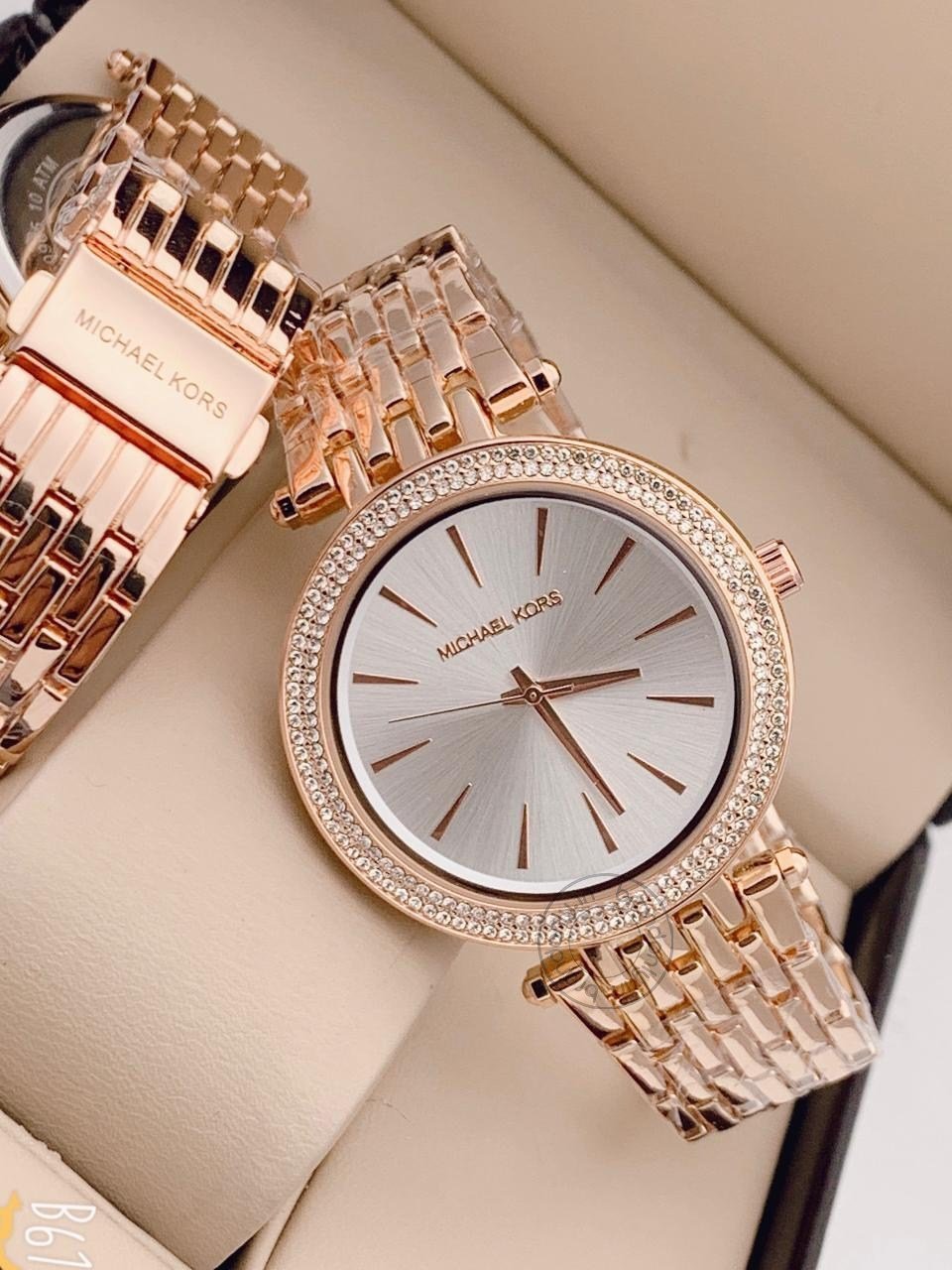 Michael Kors Darci Rose Gold Diamond Case Women's Watch For Girl Or Woman White Dial Mk3193