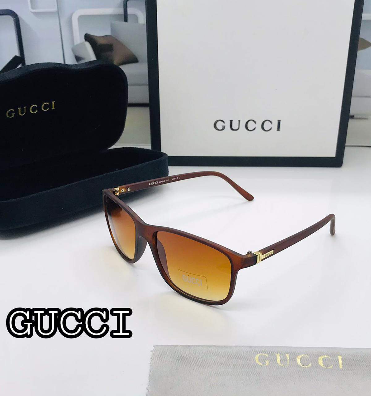 GCC Branded Brown Color Glass Men's Women's Sunglass For Man Woman Or Girl Gu-876 Black Frame Design Gift Sunglass