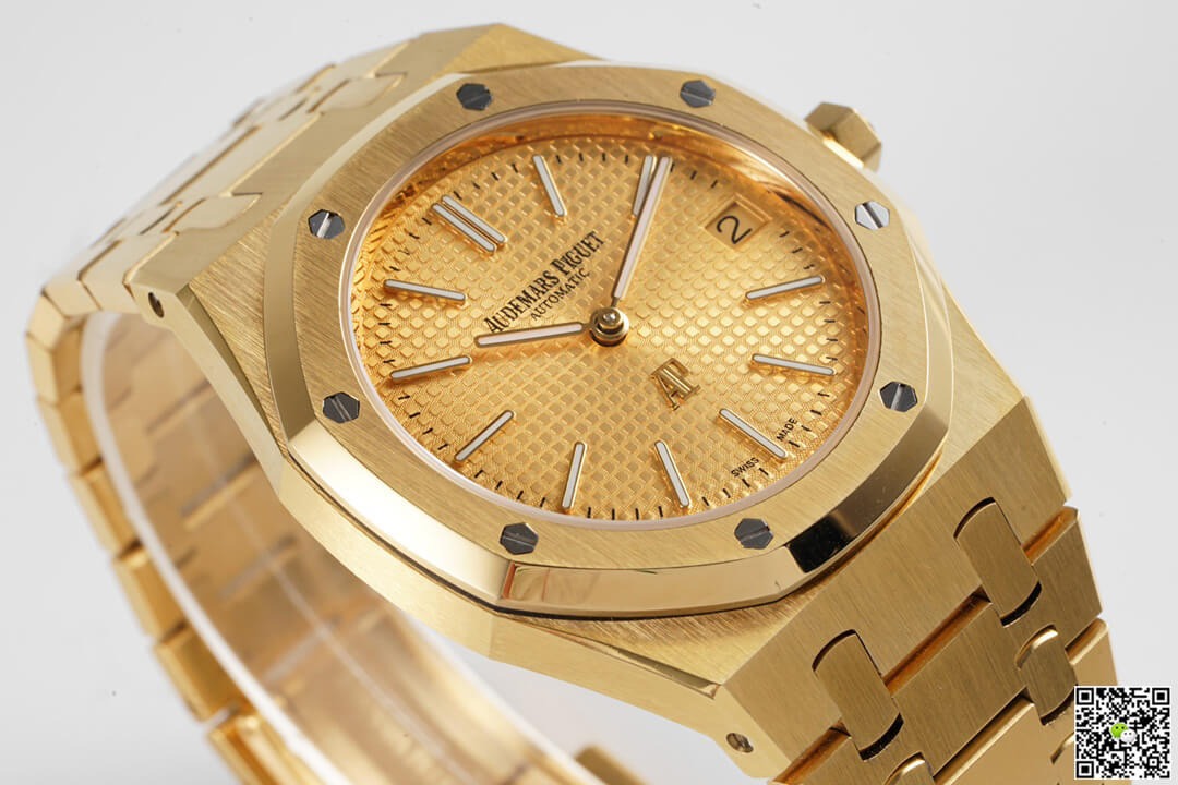 Aude mars Piguet Royal Oak Self-winding Extra-Thin In A Luscious New Plum Tone Dial New Arrival For Man With Full Gold crocodile Dial Design Gold Strap Watch AP-25596103