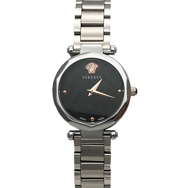 VER Silver Color Steel Strap New Stylish Branded Women's Watch For Women And Girls Black Dial Ver-911