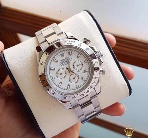 Chronograph Automatic Silver Strap Men's Watch For Man SILV-003 White Dial Gift Watch