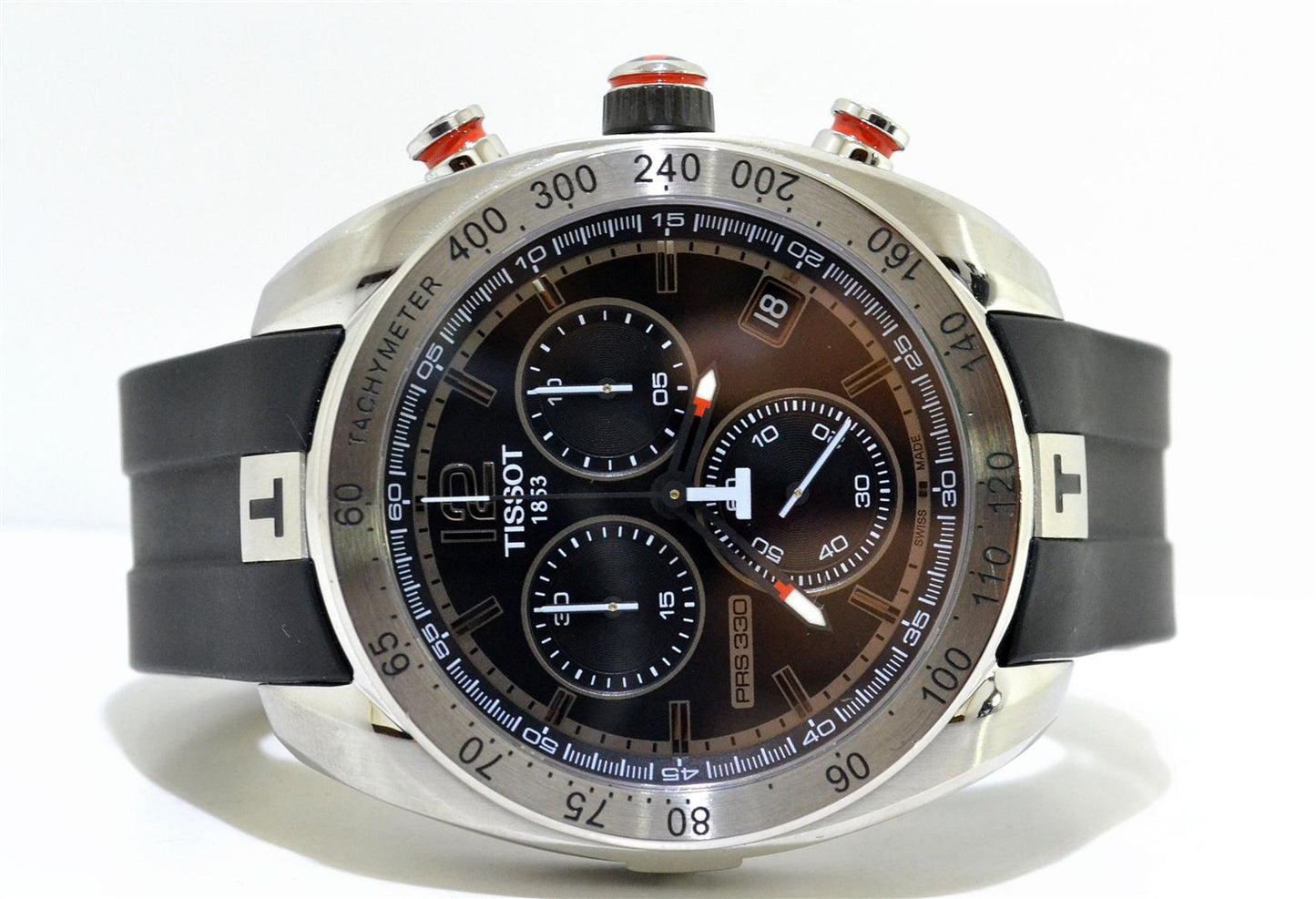 Tissot 1853 Chronograph Dated Watch With Black SIlion Stainless Steel Case Mens Watch Black Date Display Watch For Men's- Formal Look Watch TS-7076
