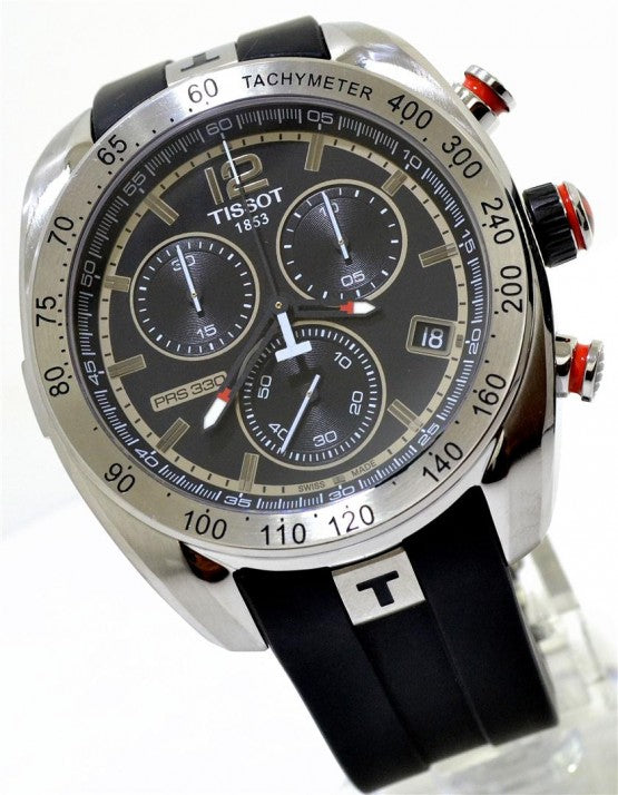 Tissot 1853 Chronograph Dated Watch With Black SIlion Stainless Steel Case Mens Watch Black Date Display Watch For Men's- Formal Look Watch TS-7076