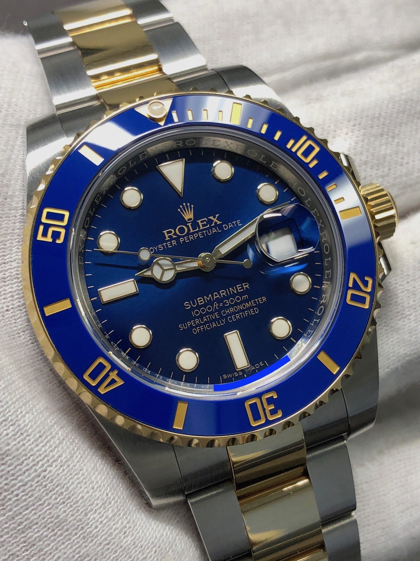 RLX Submariner Quartz Blue Color Dial Metal Men's Watch Dual Tone RLX-BLUE-SG-QTZ