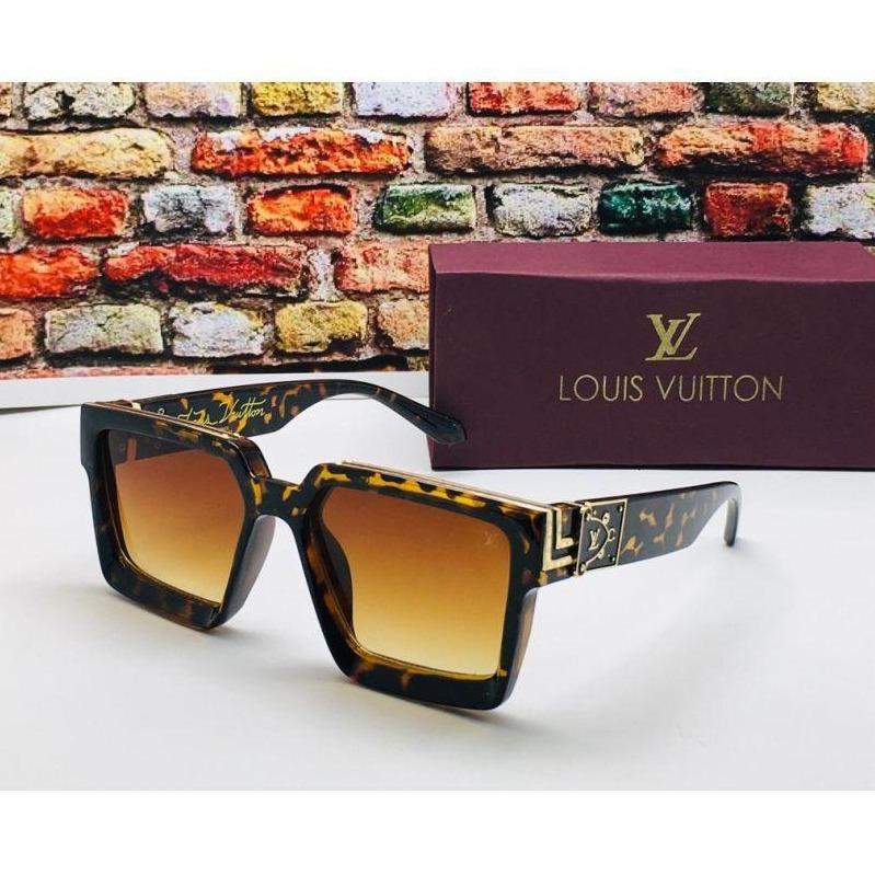 LV Branded Brown Glass Men's and Women's Sunglass for Man and Woman or Girls LV-32 Cheetah Print Frame Unisex Gift Sunglass
