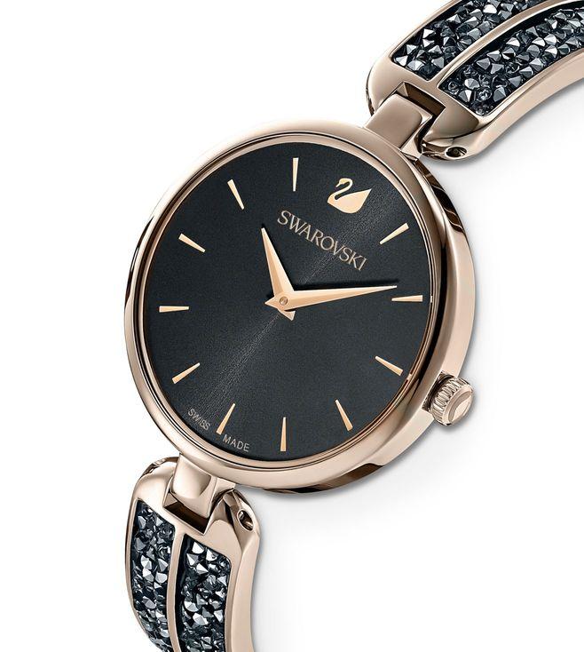Swarovski 5519315 Analog Dream Rock Watch Golden Case With Black Diamond Band for Women and Girls Vintage Collection- Best Gift Ever SW-5515