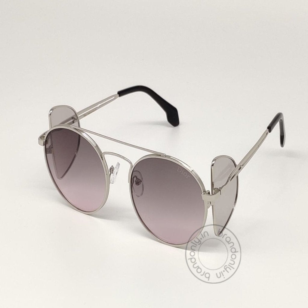 Dior Design Purple Round Men's Sunglass For Man Woman or Girls With Side Shield DR-70 Silver Frame Women's Gift Sunglass