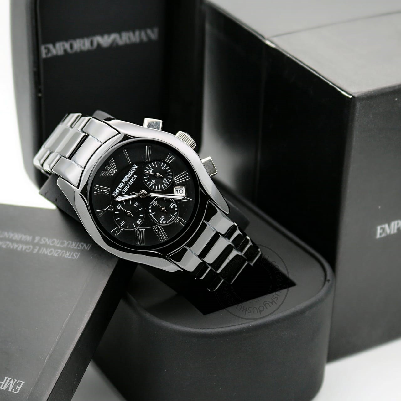 Black Color Chronograph Men's Watch With Black Silver Dial AR1400 Date Gift Watch