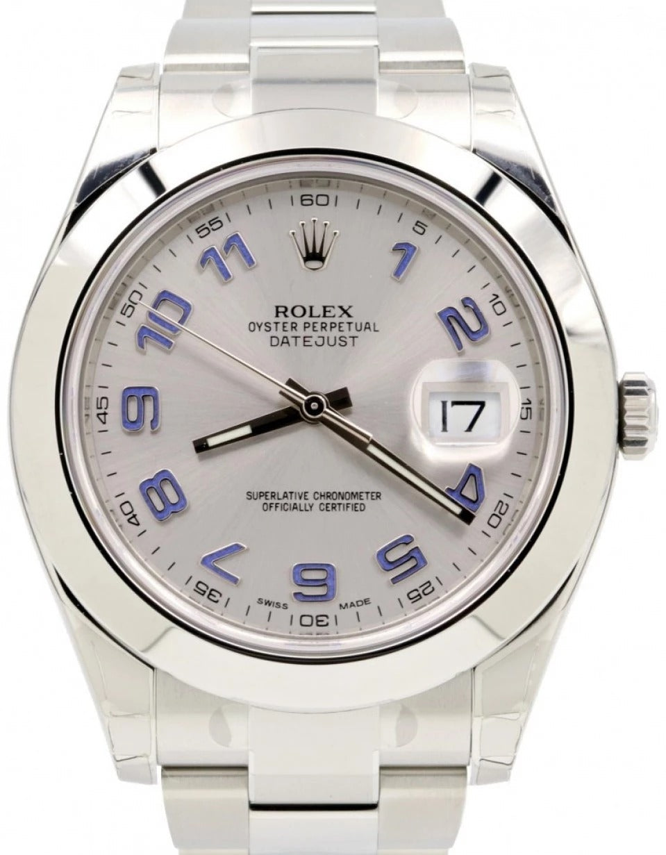 Oyster Datejust Blue Arabic Silver Stainless Steel Strap Watch For Men's With date Watch- Classy Watch For Formal Look_116300-GAO