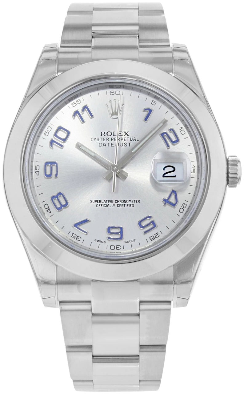 Oyster Datejust Blue Arabic Silver Stainless Steel Strap Watch For Men's With date Watch- Classy Watch For Formal Look_116300-GAO
