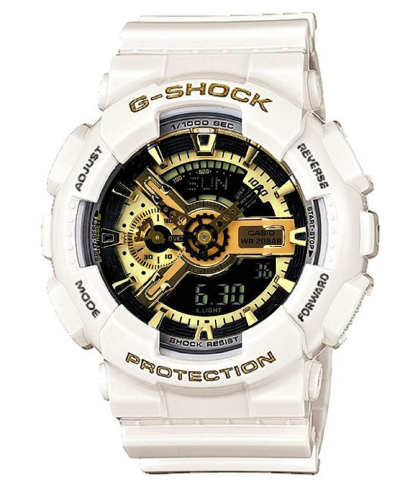 Casio G-Shock Analog-Digital G Shock White Gshock Gold Dial Mens Watch For Man Or Women GA-110GW Gift