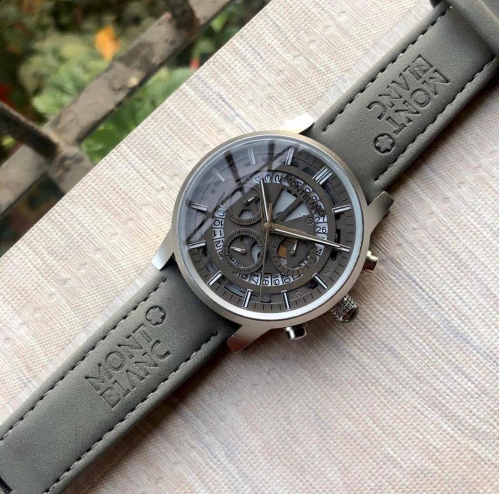 MB Grey Chronograph Leather Men's Watch for Man M1122 Formal Casual