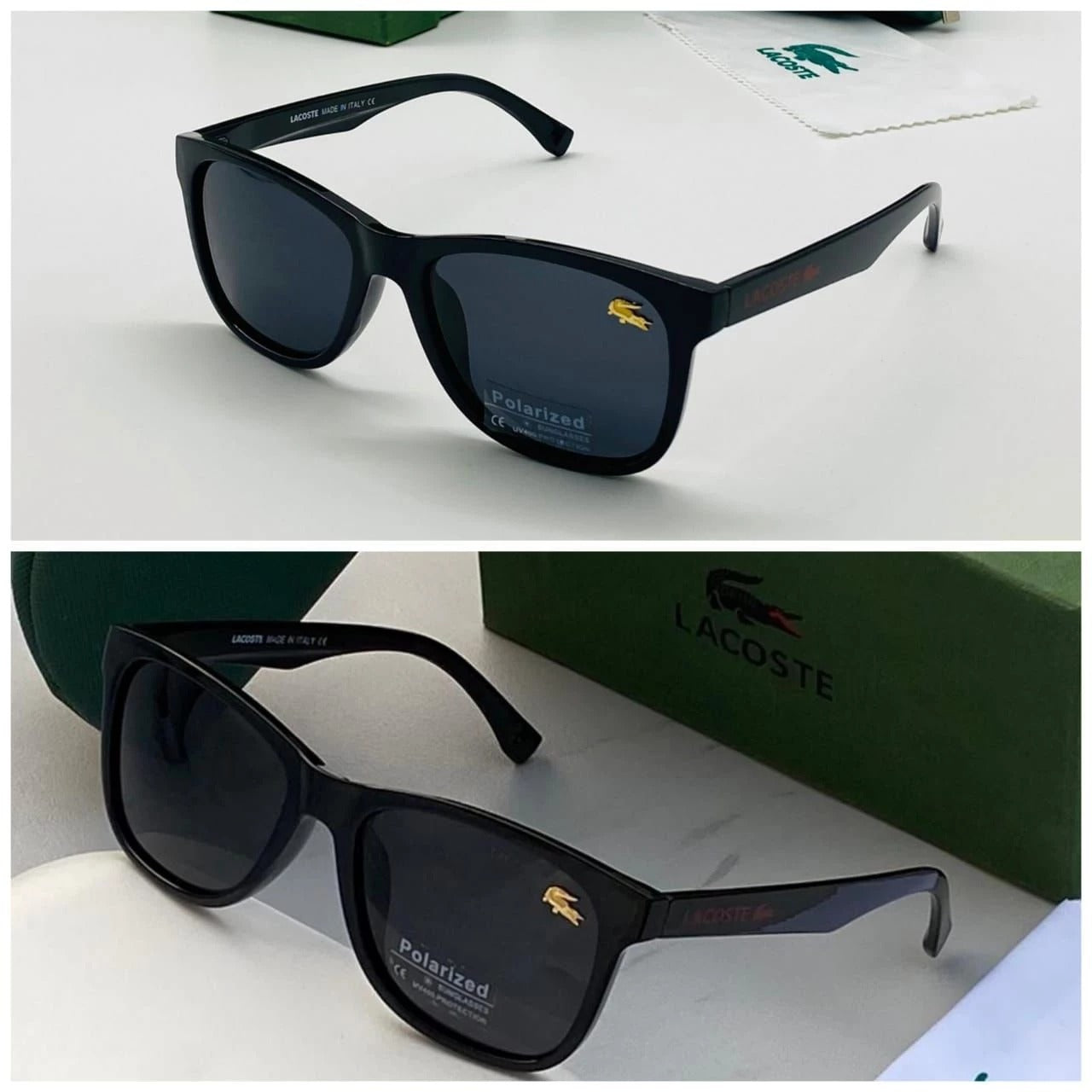 Lacoste Black Color Glass Men's Women's Sunglass Best Casual Dress Sunglass Man Woman Or Girl LS-866 Black Bold Frame Sunglass