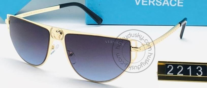 Versace Branded Double Shade Blue Glass Men's Sunglass For Man VER-2213 Black and Gold Frame Gift Sunglass