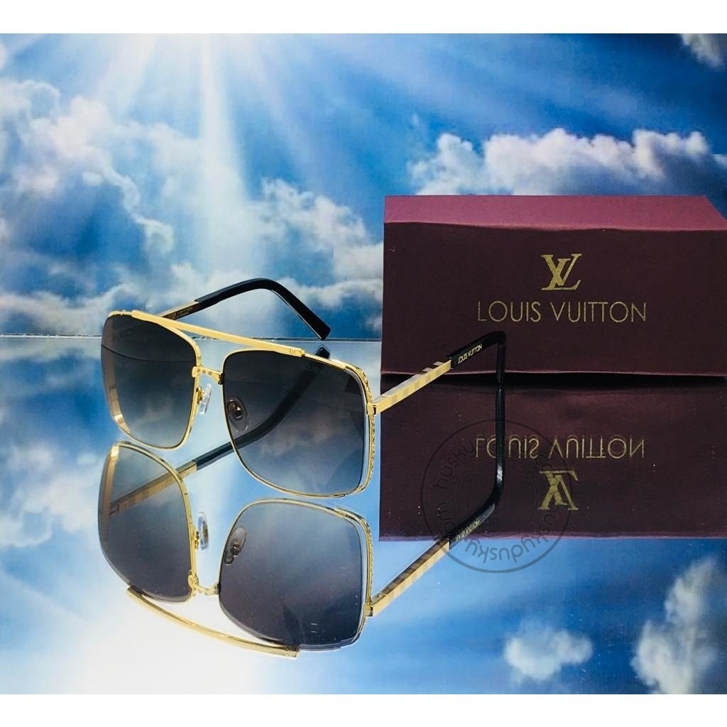 LV Black Color Glass Men's Women's Sunglass For Man Woman or Girl LV-175 Design Gold Stick Gift Sunglass